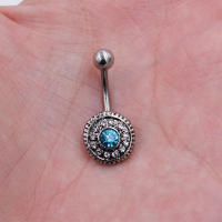 Piercing de ópalo falso Chapado en titanio para el Ombligo, joyería corporal de acero, 14G, 1 unidad - details 4