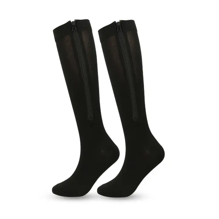 Calcetines de compresión de nailon con cremallera, medias de color piel, calcetines para venas varicosas, calcetines elásticos hasta la pantorrilla con punta cerrada - 1