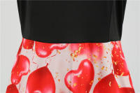 Women plaid print long sleeve vintage a line party dress v neck - details 144