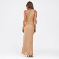 BUNO-de vacaciones de Nibber, vestido de mujer de seda brillante, elegante, sin mangas, sin mangas, con nudo cruzado fruncido, vestido de tendencia 2025, elegantes bodycons largos - details 2