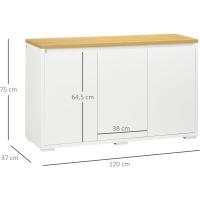 Taburete de Almacenamiento de Armario de Sala con 3 Puertas Estante Ajustable para Cocina Blanco - details 2