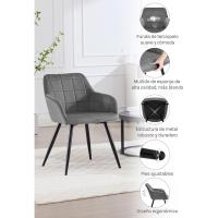 Silla de Comedor Nórdica Vintage Estilo Único con Reposabrazos y Tapiz de Terciopelo - details 1