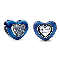 Cuentas de Encanto de Corazón Azul Hechas de Plata Esterlina 925 Joyería Hecha a Mano con Zirconia Cúbica - details 1