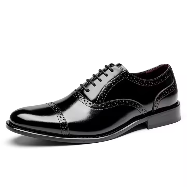 Zapatos de vestir casuales de cuero tallado de tres partes - 1