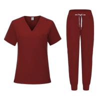 Muchos colores, conjuntos de uniformes para enfermería con cuello en V para mujer, uniforme médico morado menta, pantalones de pierna para correr, conjuntos de enfermeras médicas - details 7