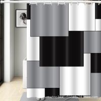 Cortina de ducha – Rectángulo cuadrado – 180 x180 cm – Lavable – Antimoho – con 12 anillas – Rojo Gris Negro Blanco - details 2