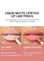 HANDAIYAN Lápiz Delineador de labios mate, taza antiadherente de larga duración, no se decolora, resistente al agua, terciopelo pigmentado, Kit de brillo de labios, Cosméticos de belleza, maquillaje Gif - details 1