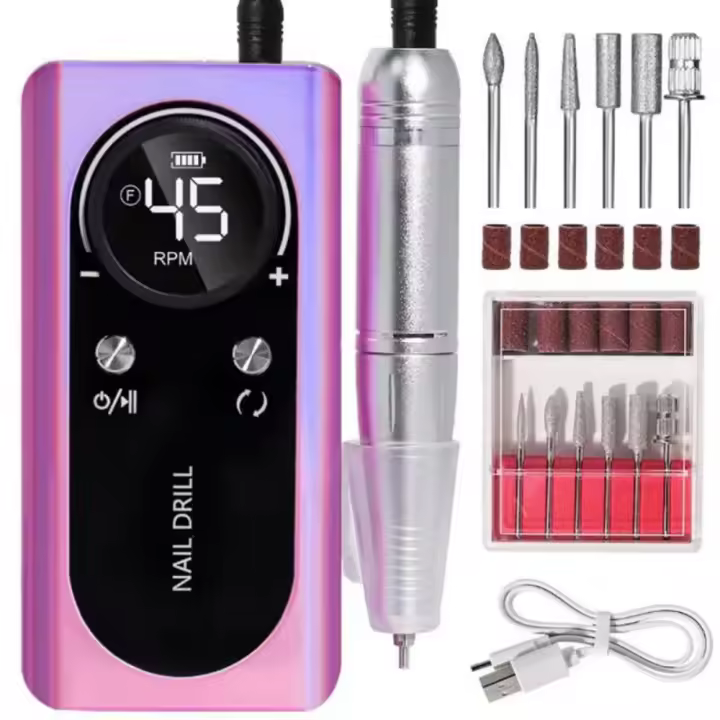 Máquina Pulidora de Uñas Recargable Original 2024, 45000RPM, con LCD, Bajo Nivel de Ruido, Profesional en Manicura de Esmalte - 1