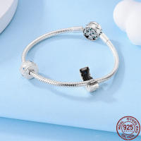 Abalorio DIY Ojo de Asilo plateado para mujer, joyería de cumpleaños, pulsera con piedra de circón principal y Material metálico - details 7