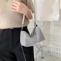 Bolso de mano de gran capacidad con diamantes de imitación, bolso de hombro con cadena de perlas, pequeño bolso cuadrado, bolso de almohada, bolso de cosméticos, bolso de hombro para mujer, fiesta - details 2