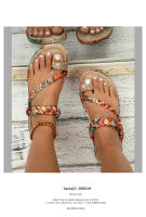 Sandalias de cuña bohemias con cuentas de madera y diamantes de imitación, cómodas y de talla grande para mujer, nueva moda 2025 - details 28