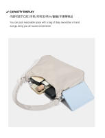 Bolso de mujer primavera casual simple, bolso de axila nicho color sólido, bolso de mano perezoso versátil de tela de nylon. - details 3