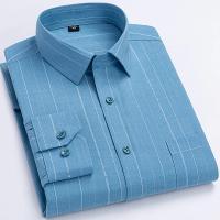 Camisa de manga larga para hombre, blusa informal, suave, antiarrugas, Formal, a rayas, de corte Regular, talla grande 7XL, 2024 - details 5