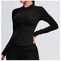 Ropa deportiva de moda para mujer, Top de Yoga con cremallera y manga larga con cuello alto y manga larga - details 12