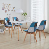 EGOONM-Sillas de comedor modernas con patas de madera maciza, muebles para el hogar, sillas de Bar, ocio, oficina, Patchwork, 4 piezas por juego - details 11