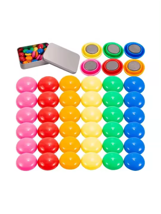 42 piezas nevera imán, imanes pequeños para pizarra blanca en 6 colores, pizarra blanca, aula, oficina, taquillas Ø 20 mm, 8 mm de grosor - 1