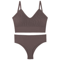 Sujetador deportivo de color sólido para mujer, ropa interior para gimnasio, yoga, entrenamiento atlético, suave, acolchado, 2 piezas - details 25