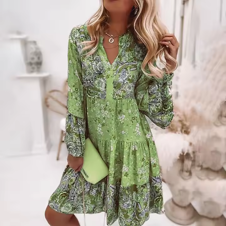 Elegante Vestido de Playa Boho con Estampado Floral Moda de Primavera-Verano 2024 para Mujeres - 1