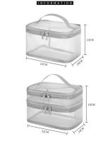 Bolsa de Viaje para Cosméticos y Cuidado de la Piel Organizador de Maquillaje en Malla Contenedor de Plástico para Mujeres y Hombres Bolsa de Baño Estilo Casual con Cierre de Cremallera - details 0