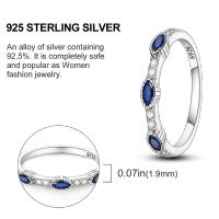 Mysterious-Anillo de Plata de Ley 925 para mujer, sortija de ojo Simple azul brillante, MARQUESA, Pavé, joyería para boda, fiesta, citas, regalo - details 1