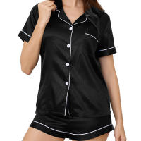 Conjunto de pijama de seda sintética para mujer, ropa de estar brillante, cárdigan, pijama de satén con solapa - details 13