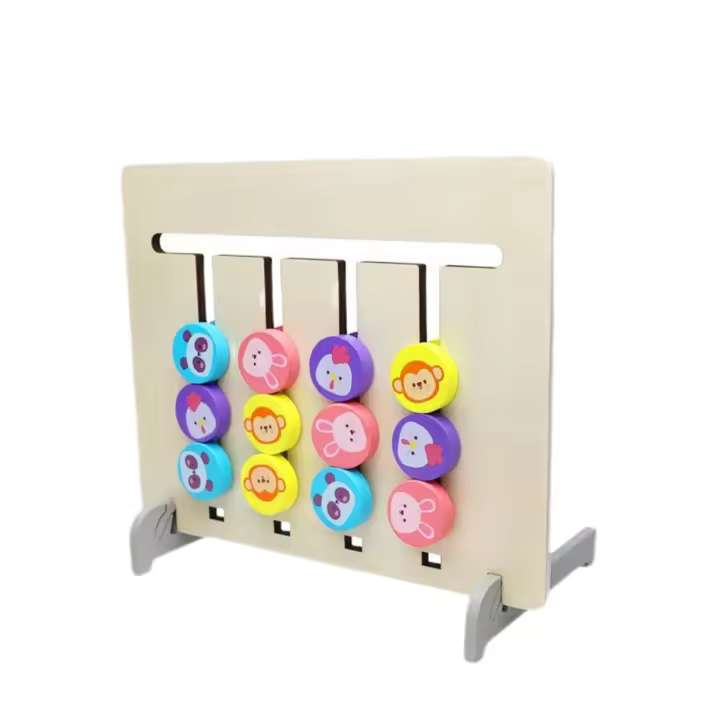 Juego de Mancuerna de Caminar de Doble Cara de Cuatro Colores Juguete de Tablero de Madera para Familia Rompecabezas de Entrenamiento Lógico - 1