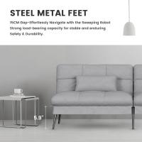Sofá cama, franela de algodón, gris, 51P x 174L x 72H centímetros - details 2
