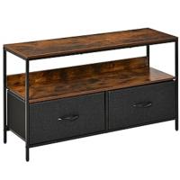 Mueble de TV Industrial con Estante y 2 Cajones Plegables 47" Design Rústico Marrón-Negro - details 5