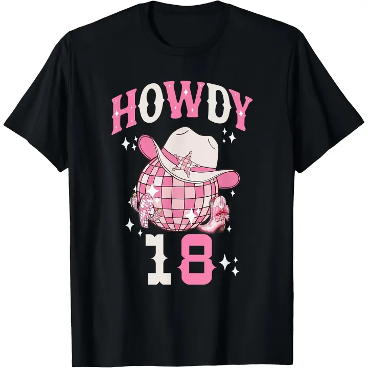 Howdy 18 años Cowgirl 18 cumpleaños Western Girl camiseta para hombre - 1