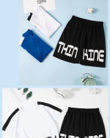 Conjunto de ropa y pantalones cortos de secado rápido para niños, ropa deportiva informal, estampado de texto, Verano - details 4