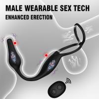 3 en 1 masajero de próstata vibrando anillo de polla enchufe anal con mini bala estimulador de la piel control remoto juguetes sexuales masculinos 18+ - details 1