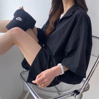 Conjunto de dos piezas de pantalones cortos de manga corta con cremallera y cuello alto para mujer 2025 nuevo conjunto de ropa deportiva casual de moda de verano. - details 4