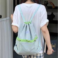 Mochilas con cordón de estilo coreano, diseño de nicho de Color en contraste, bolso de nailon suave ligero, bolso de hombro de gran capacidad de Color sólido - details 8