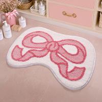 Alfombra De Baño Suave Y Absorbente Con Diseño De Lazo Rosa Non-Slip Tejida En Poliéster Y TPR Para Comodidad En El Baño - details 0