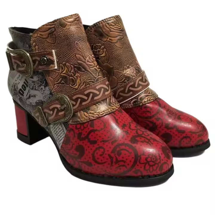 Botas martin vintage para mujer, botas cortas estampadas informales, zapatos para mujer - 1