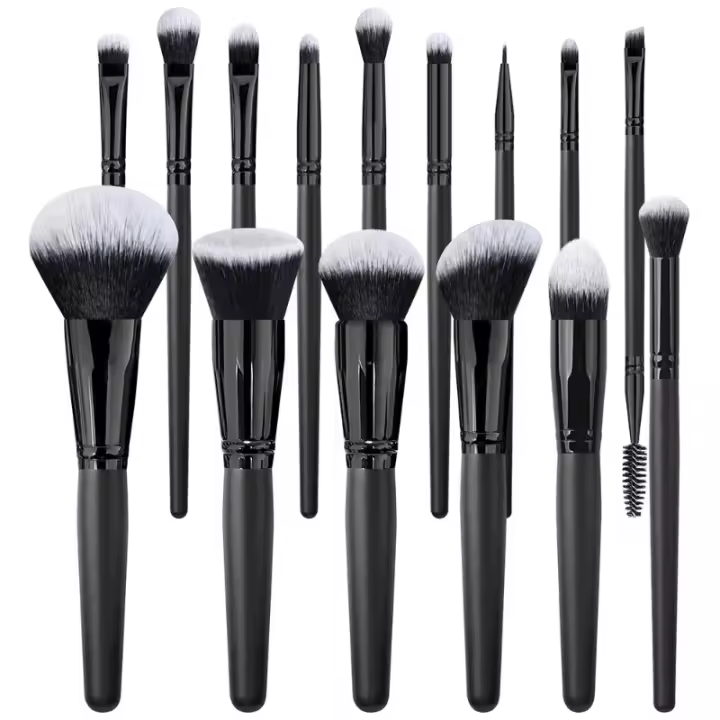 Juego de 15 Pinceles de Maquillaje de Alta Gama Negro, Juego Completo, Pincel para Polvo Suelto, Pincel para Sombras de Ojos, Rubor, Herramienta de Belleza Multifuncional - 1
