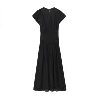 Vestido de moda simple y cómodo con diseño de patchwork PB&ZA2025, cuello redondo, manga corta, cintura en línea A, nuevo para el verano, ropa de mujer. - details 1