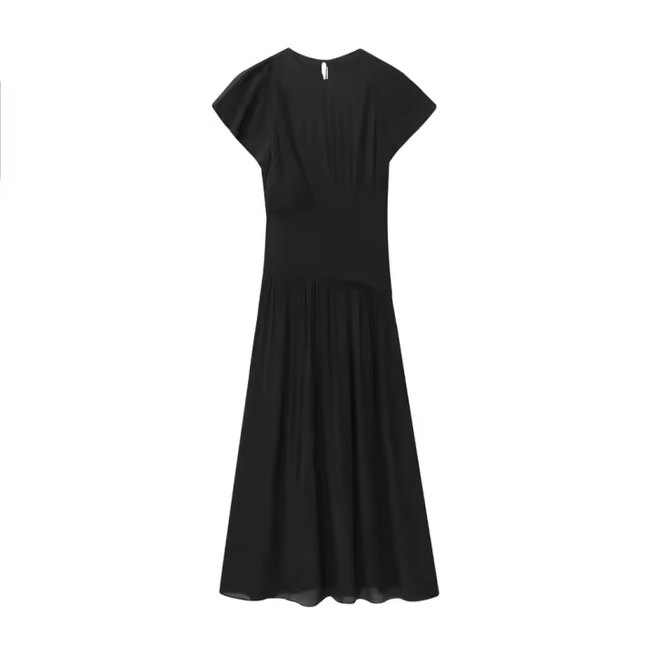 Vestido de moda simple y cómodo con diseño de patchwork PB&ZA2025, cuello redondo, manga corta, cintura en línea A, nuevo para el verano, ropa de mujer. - 1