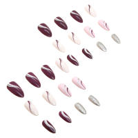 Uñas postizas elegantes con purpurina brillante, fáciles de quitar, para bodas, citas, té de la tarde - details 0