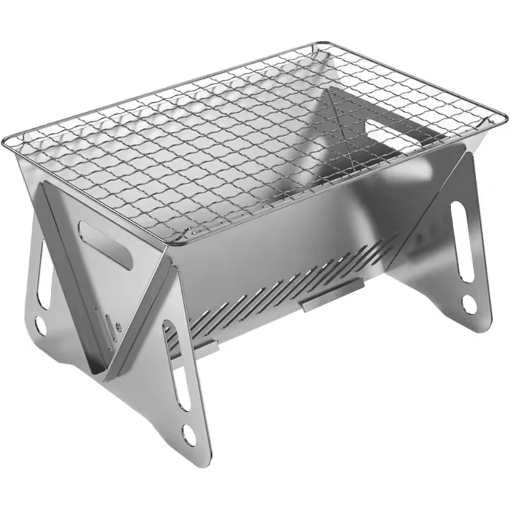 Estufa de leña para acampar, plegable con soporte para olla, parrilla portátil de acero inoxidable, estufa para mochilero para senderismo y Picnic - 1