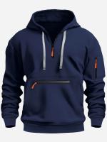 Men's Hooded Sweater Leisure Sports Pullover Retro Harajuku Long Sleeve Zipper Multi-pocket Casual Loose Coat Street Wear - details 5
