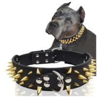 Collar de cuero con tachuelas para perro, correa de cuero adecuada para perros grandes, antimordeduras - details 13