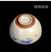 Mi Huang Kiln Fish Play taza de té de Kung Fu con hoja de loto, taza de maestro, tarro de degustación de té de cerámica individual, lata de apertura de porcelana Ru para nutrir - details 1
