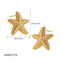 Pendientes De Estilo Geométrico Con Textura De Concha Espiral Grandes En Acero Inoxidable Joyería Impermeable Para Mujer - details 3