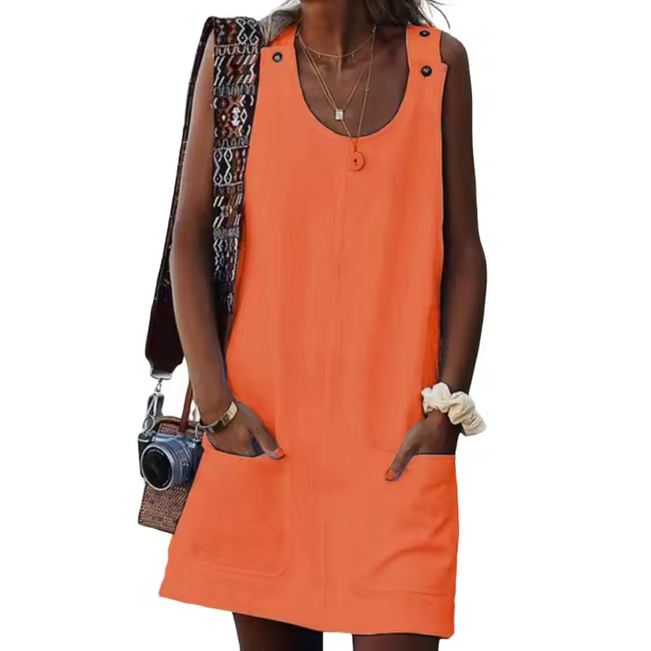 Vestido halter de color sólido para mujer, agradable para la piel, mano de obra fina, niña, mujer, amante, novia - 1