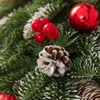 Colgante DIY corona navideña Artificial Bowknot bayas rojas vibrantes guirnalda de árbol de Navidad piñas PVC ventana decoración colgante puerta - details 13