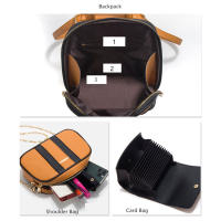 Mochila marrón de cuero PU para mujer, bolso de hombro de lujo, conjunto de tarjetas, bolso cruzado, regalo - details 10
