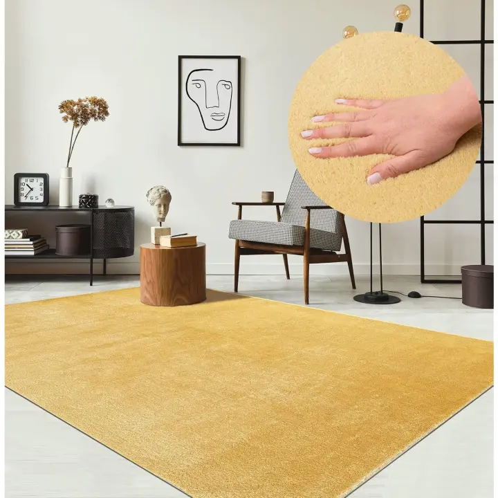 Alfombra Corta Moderna Antideslizante Partes Inferiores Lavables hasta 30 Grados Muy Suave Beige - 1
