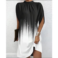 Nuevo Vestido holgado de cuello redondo con manga de murciélago a la moda para mujer - details 6