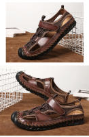Sandalias planas informales de cuero genuino para hombre, calzado de playa romano, zapatillas de deporte masculinas, zapatos de cuña baja, talla grande 38-48, novedad de verano - details 25